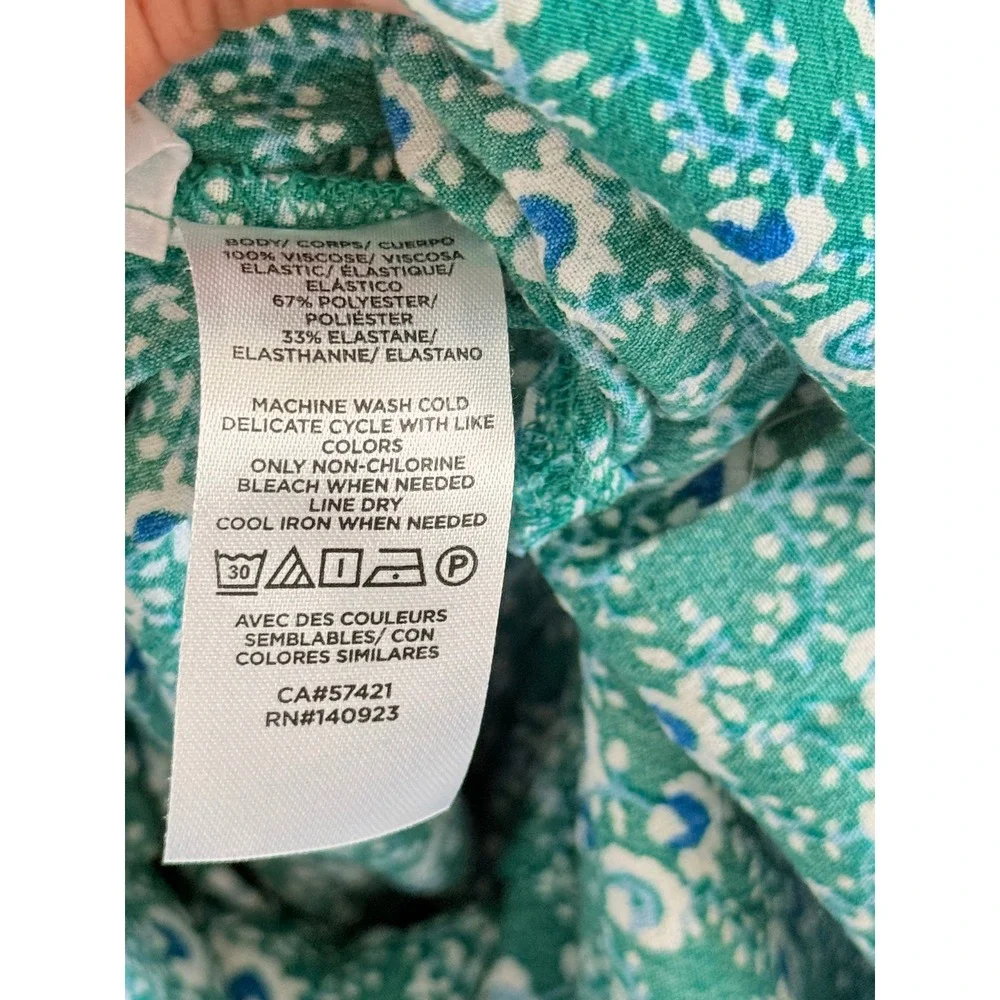 LOFT Jumpsuit 6 Green Floral Smocked Halter‎ Neck Wide Leg Sleeveless